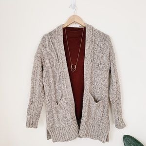 Madewell Warm Gray Chunky Cable Knit Cardigan
